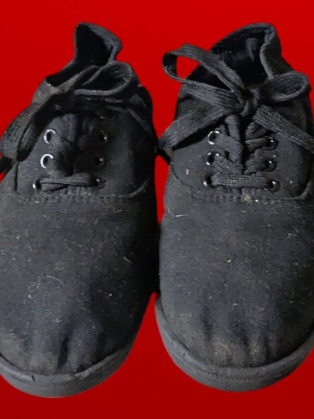 Women's Black Canvas Lace-Up Shoes - Unbranded
